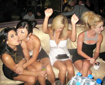 Partying girls share upskirts